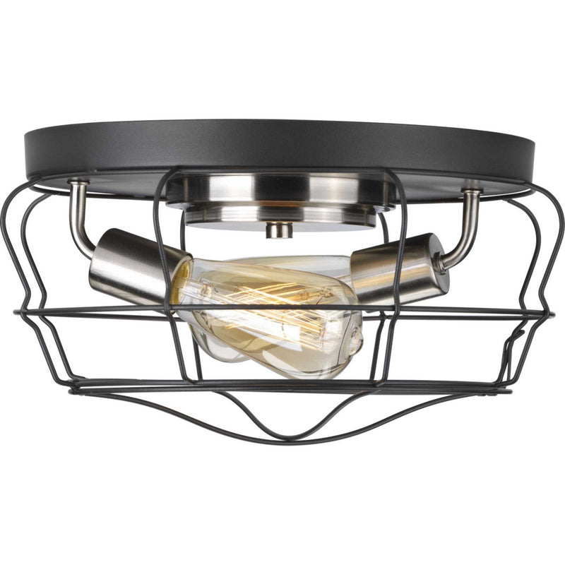 Progress Lighting P350037-143 Two Light Flush Mount, Graphite