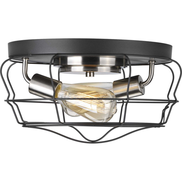 Progress Lighting P350037-143 Two Light Flush Mount, Graphite