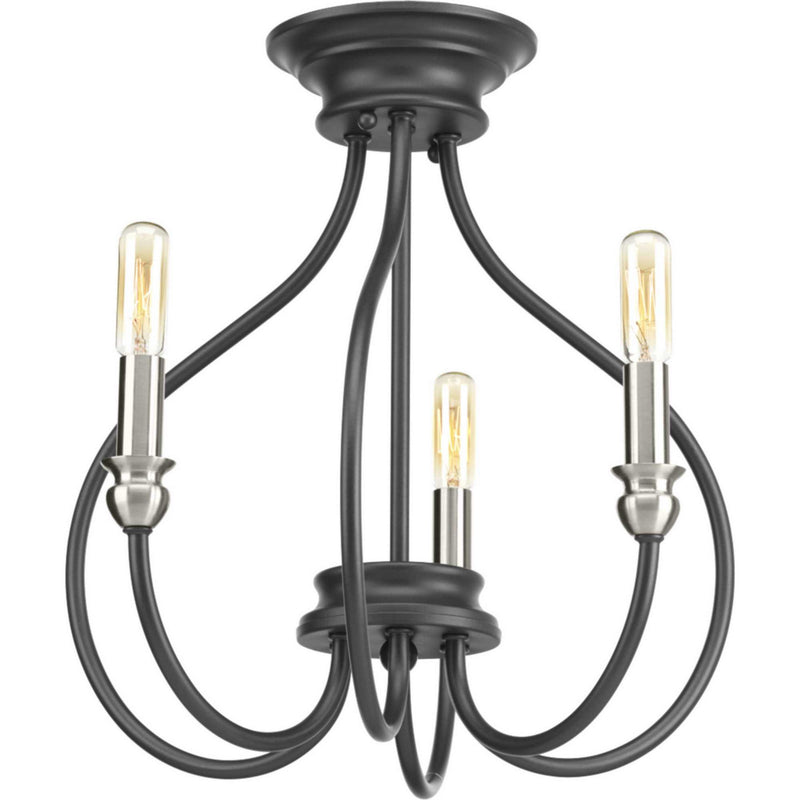 Progress Lighting P350042-143 Three Light Semi-Flush Convertible, Graphite