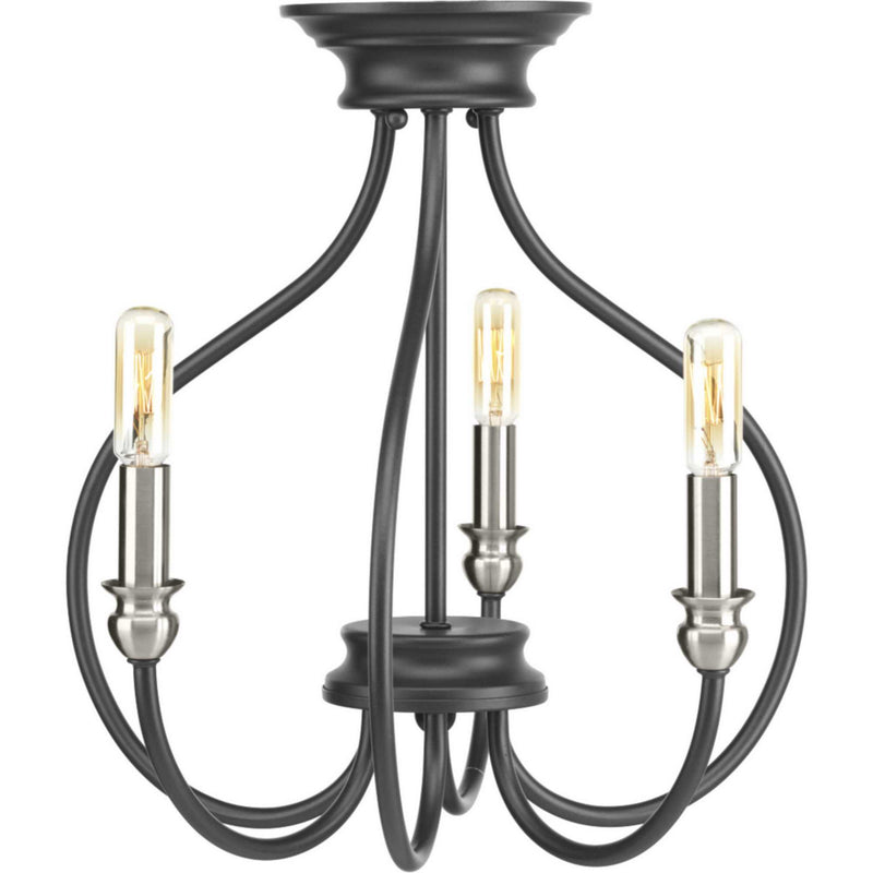 Progress Lighting P350042-143 Three Light Semi-Flush Convertible, Graphite
