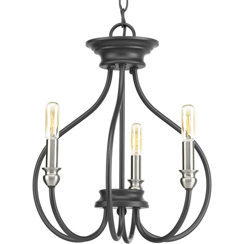 Progress Lighting P350042-143 Three Light Semi-Flush Convertible, Graphite
