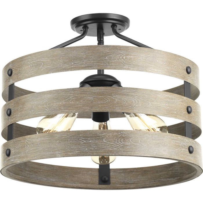 Progress Lighting P350049-143 Three Light Semi-Flush Convertible, Graphite