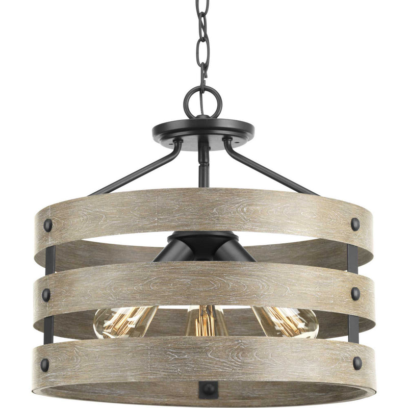 Progress Lighting P350049-143 Three Light Semi-Flush Convertible, Graphite
