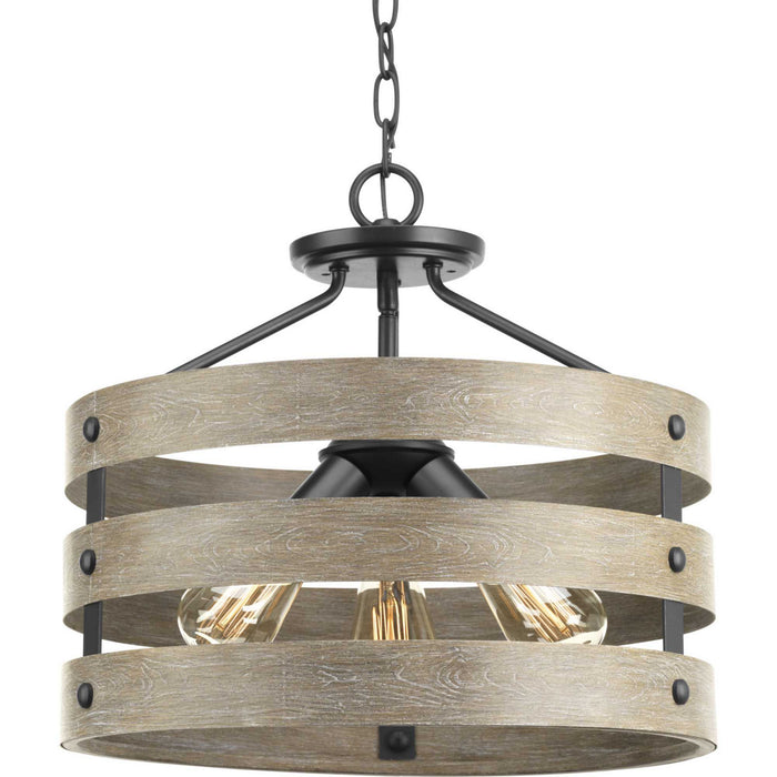 Progress Lighting P350049-143 Three Light Semi-Flush Convertible, Graphite