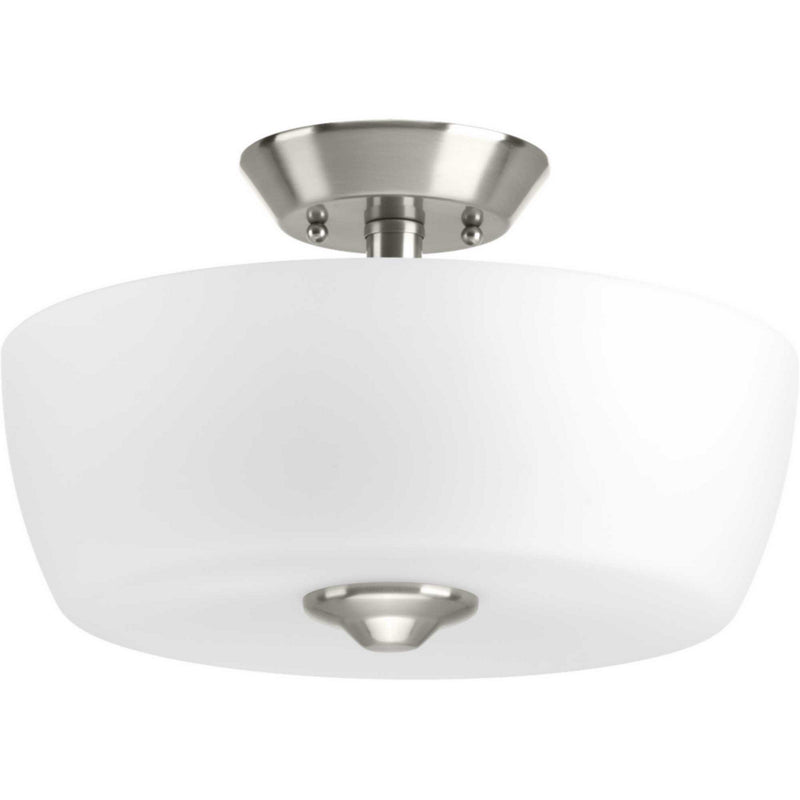 Progress Lighting P350060-009 Two Light Semi-Flush Mount, Brushed Nickel