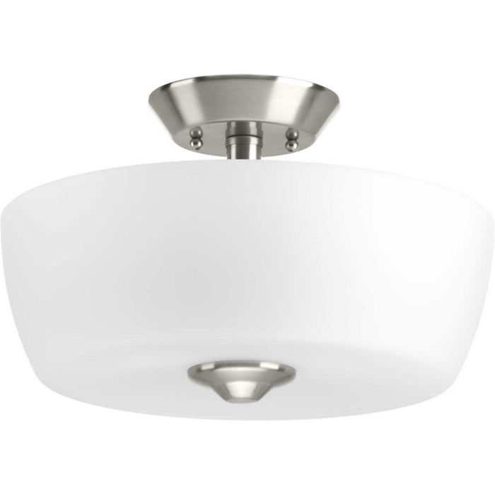 Progress Lighting P350060-009 Two Light Semi-Flush Mount, Brushed Nickel