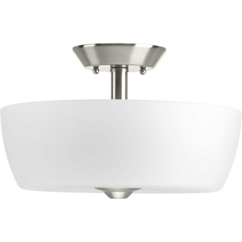 Progress Lighting P350060-009 Two Light Semi-Flush Mount, Brushed Nickel