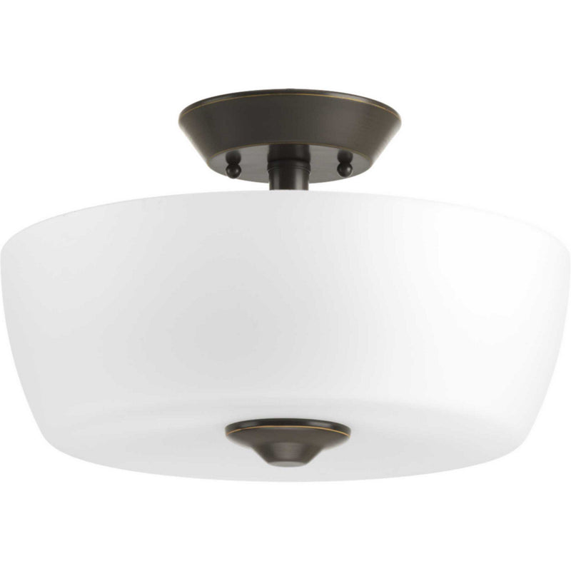 Progress Lighting P350060-020 Two Light Semi-Flush Mount, Antique Bronze