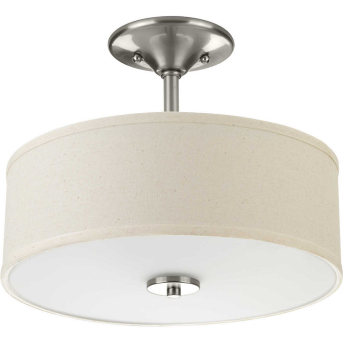Progress Lighting P3712-09 Two Light Semi-Flush Mount, Brushed Nickel