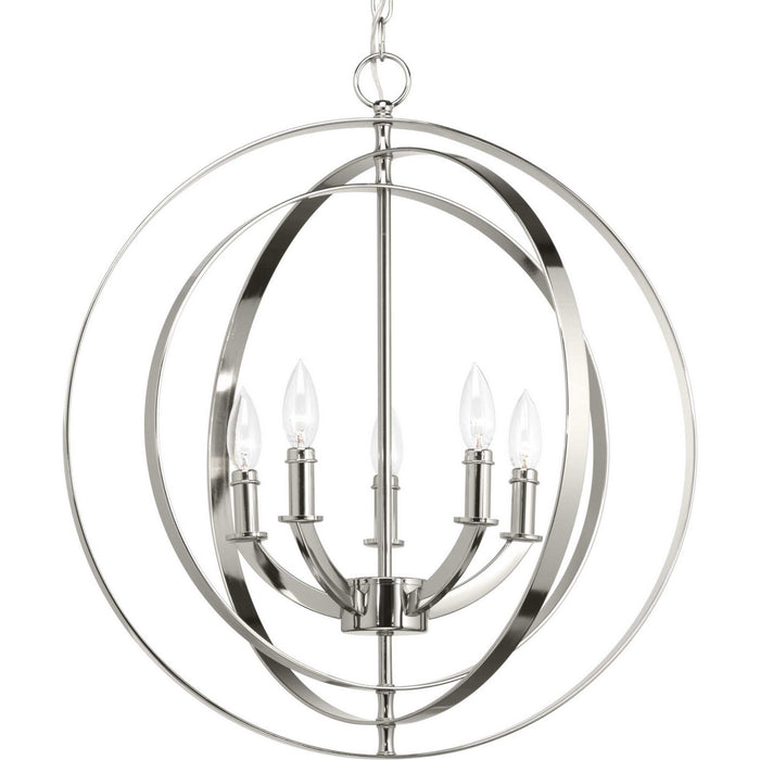 Progress Lighting P3841-104 Five Light Pendant, Polished Nickel