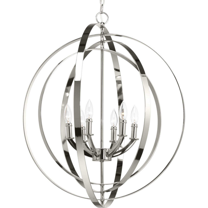 Progress Lighting P3889-104 Six Light Pendant, Polished Nickel