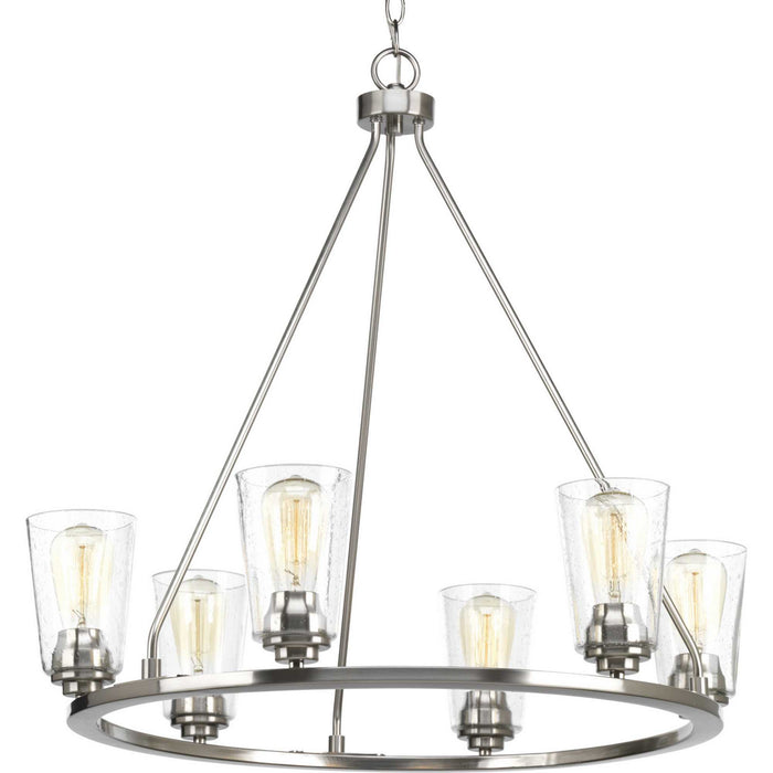 Progress Lighting P400015-009 Six Light Chandelier, Brushed Nickel