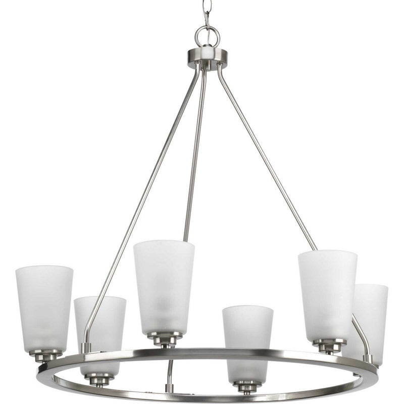 Progress Lighting P400015-009 Six Light Chandelier, Brushed Nickel