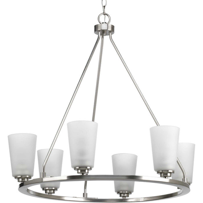 Progress Lighting P400015-009 Six Light Chandelier, Brushed Nickel