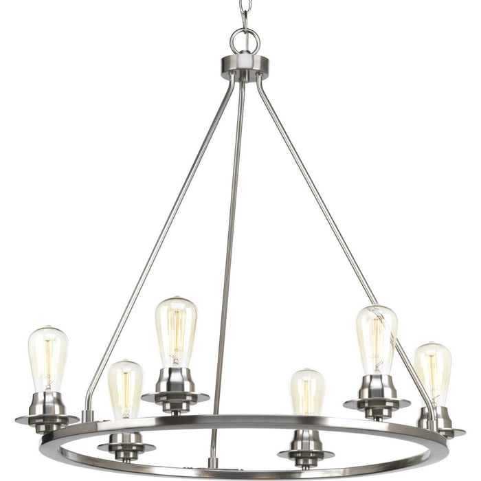 Progress Lighting P400015-009 Six Light Chandelier, Brushed Nickel