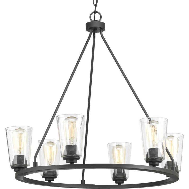 Progress Lighting P400015-143 Six Light Chandelier, Graphite