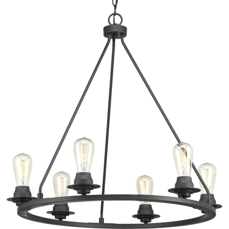 Progress Lighting P400015-143 Six Light Chandelier, Graphite