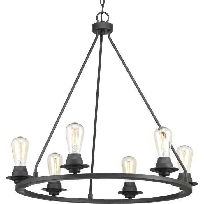 Progress Lighting P400015-143 Six Light Chandelier, Graphite