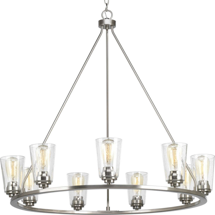 Progress Lighting P400016-009 Nine Light Chandelier, Brushed Nickel