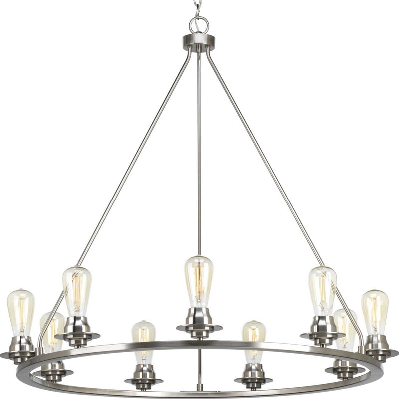 Progress Lighting P400016-009 Nine Light Chandelier, Brushed Nickel