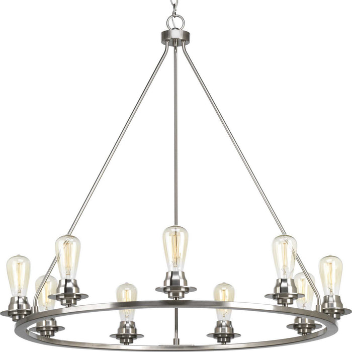 Progress Lighting P400016-009 Nine Light Chandelier, Brushed Nickel