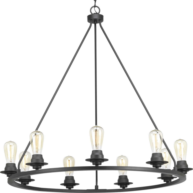 Progress Lighting P400016-143 Nine Light Chandelier, Graphite