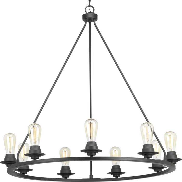 Progress Lighting P400016-143 Nine Light Chandelier, Graphite