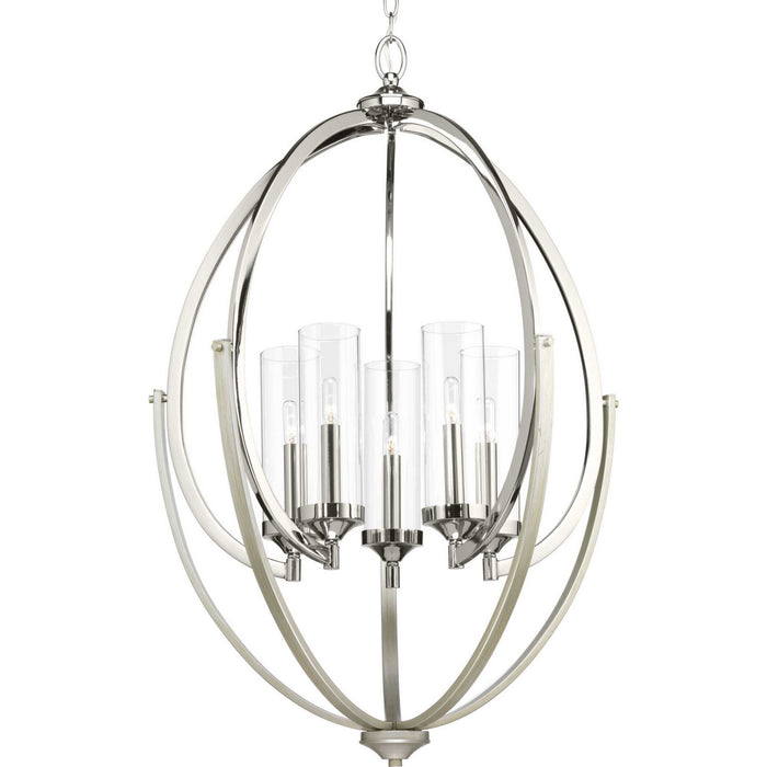 Progress Lighting P400025-104 Five Light Chandelier, Polished Nickel