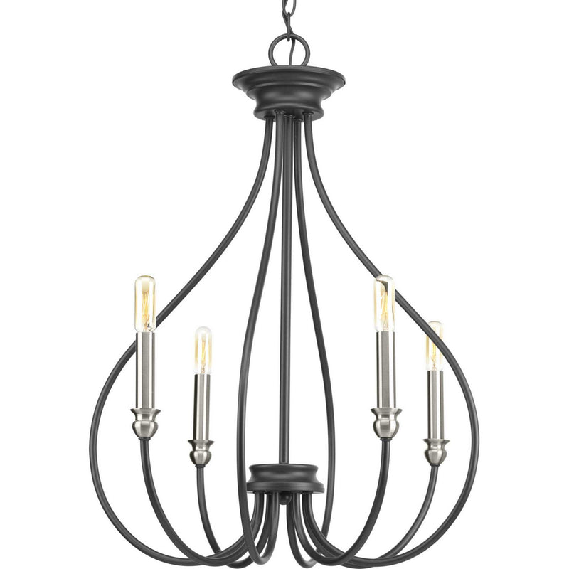 Progress Lighting P400029-143 Four Light Chandelier, Graphite