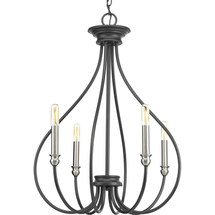 Progress Lighting P400029-143 Four Light Chandelier, Graphite