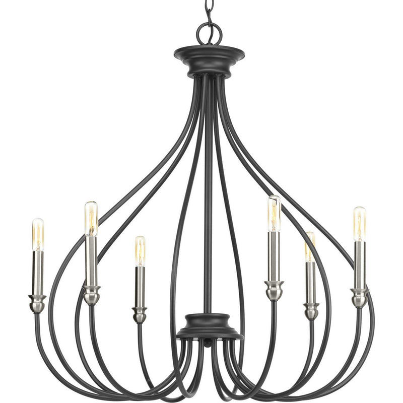 Progress Lighting P400030-143 Six Light Chandelier, Graphite
