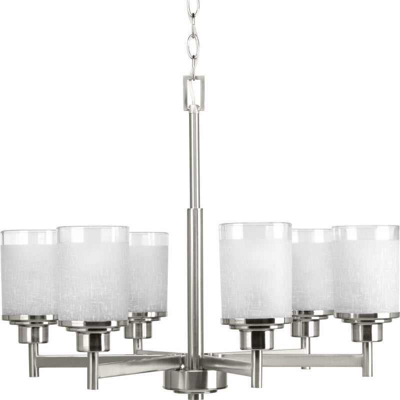 Progress Lighting P4758-09 Six Light Chandelier, Brushed Nickel
