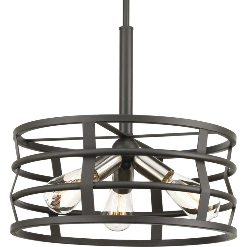 Progress Lighting P500011-143 Three Light Pendant, Graphite