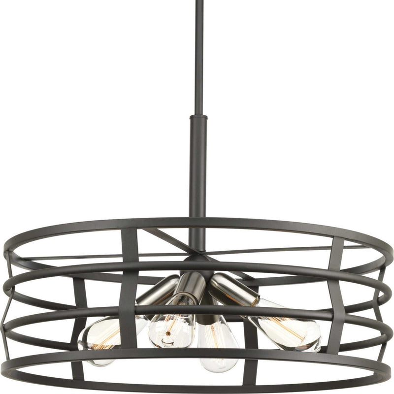Progress Lighting P500012-143 Four Light Pendant, Graphite