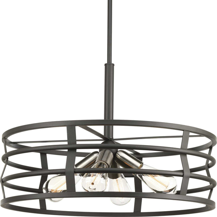 Progress Lighting P500012-143 Four Light Pendant, Graphite