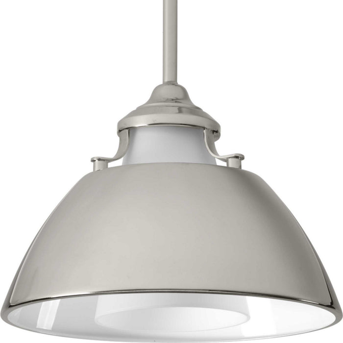 Progress Lighting P500013-104 One Light Pendant, Polished Nickel