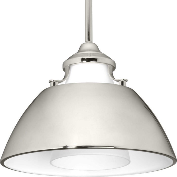 Progress Lighting P500013-104 One Light Pendant, Polished Nickel