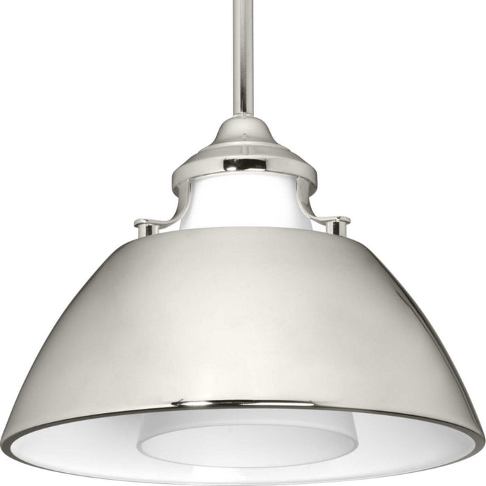 Progress Lighting P500013-104 One Light Pendant, Polished Nickel