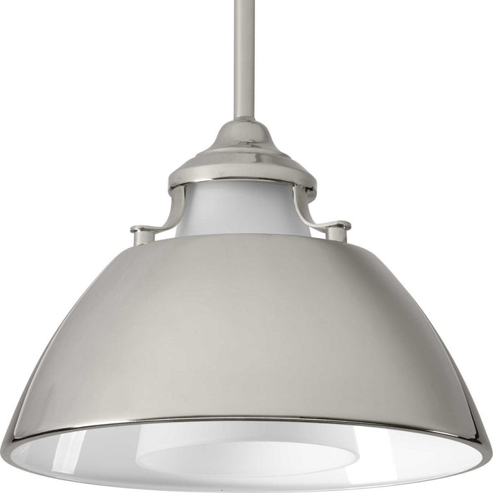 Progress Lighting P500013-104 One Light Pendant, Polished Nickel