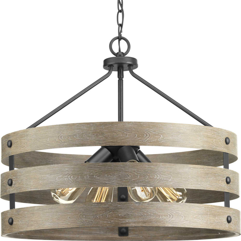 Progress Lighting P500023-143 Four Light Pendant, Graphite