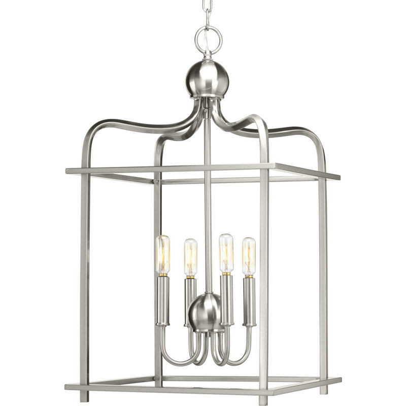 Progress Lighting P500036-009 Four Light Foyer Pendant, Brushed Nickel