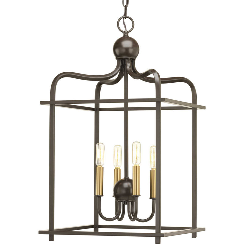 Progress Lighting P500036-020 Four Light Foyer Pendant, Antique Bronze