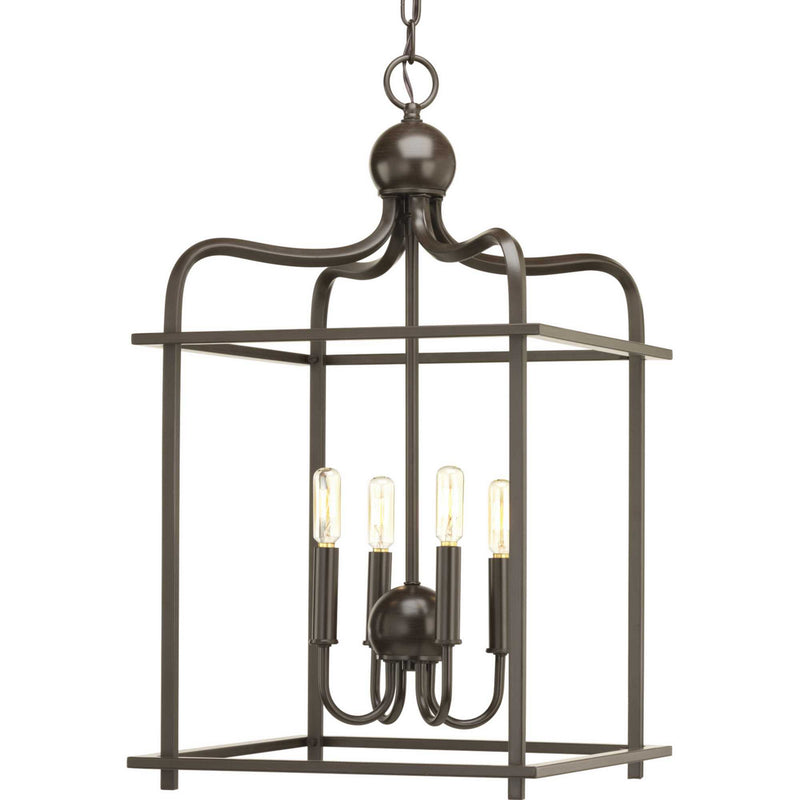Progress Lighting P500036-020 Four Light Foyer Pendant, Antique Bronze