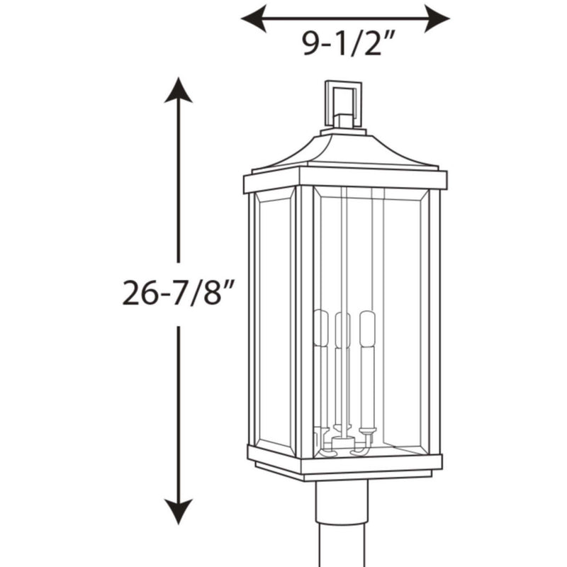 Progress Lighting P540004-020 Three Light Post Lantern, Antique Bronze