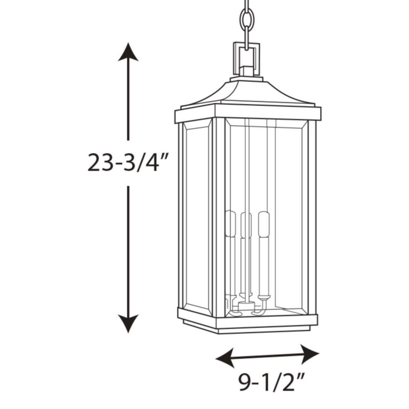 Progress Lighting P550004-020 Three Light Hanging Lantern, Antique Bronze