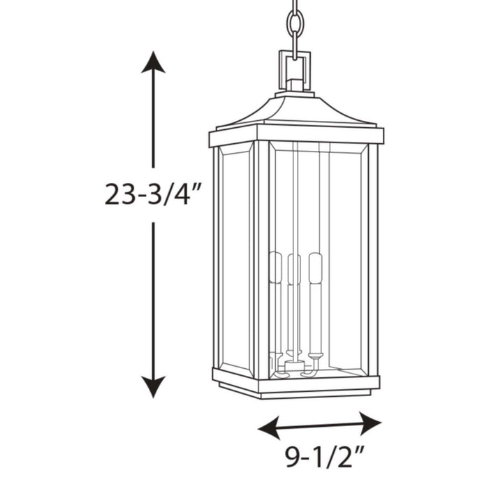 Progress Lighting P550004-020 Three Light Hanging Lantern, Antique Bronze