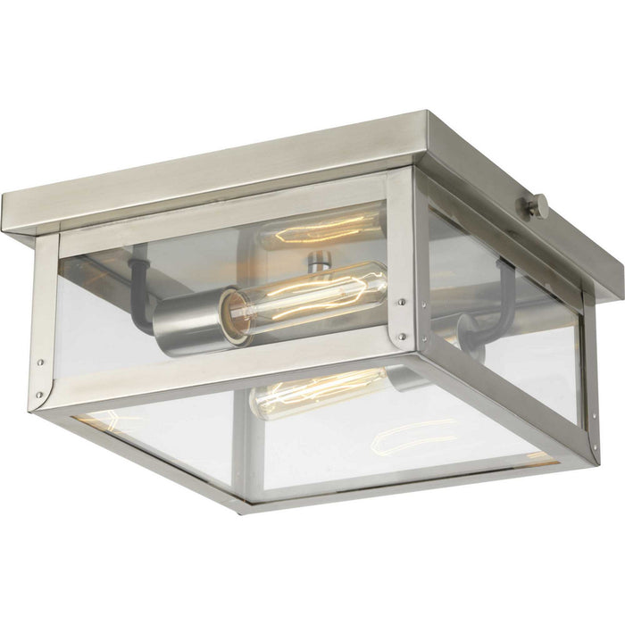 Progress Lighting P550007-135 Two Light Flush Mount, Stainless Steel