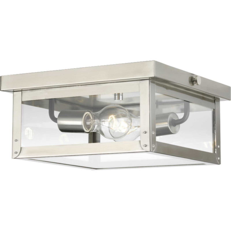 Progress Lighting P550007-135 Two Light Flush Mount, Stainless Steel