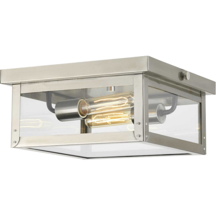 Progress Lighting P550007-135 Two Light Flush Mount, Stainless Steel
