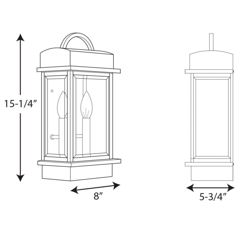 Progress Lighting P560002-020 Two Light Wall Lantern, Antique Bronze